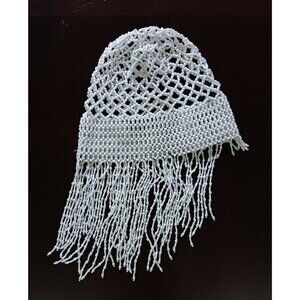 Six Feathers Studio Cleopatra Belly Dance 1920s Cap Beaded Headpiece White OS